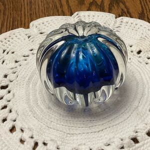 BR-VINTAGE SAPPHIRE BLUEGlass Pumpkin PAPER-WEIGHT